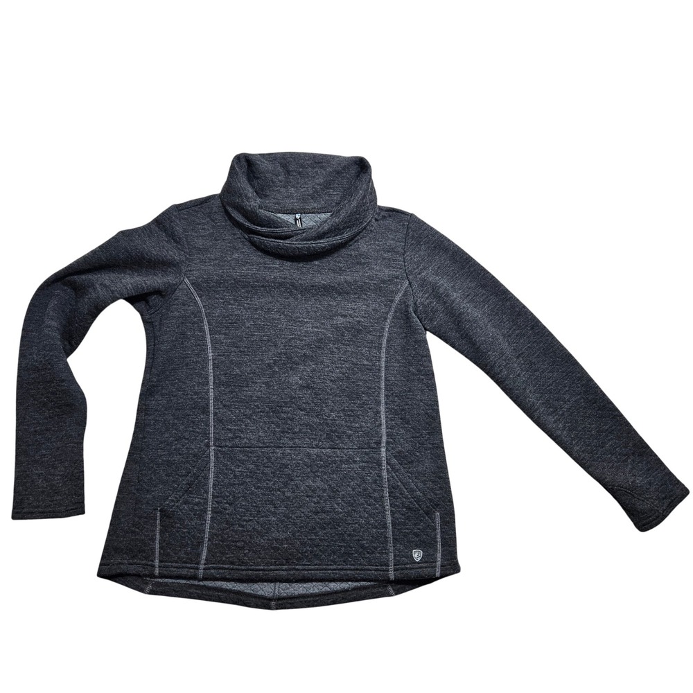 Kuhl Athena Cowl Neck Sweater Women M Merino Wool Blend Kangaroo Pocket 4214